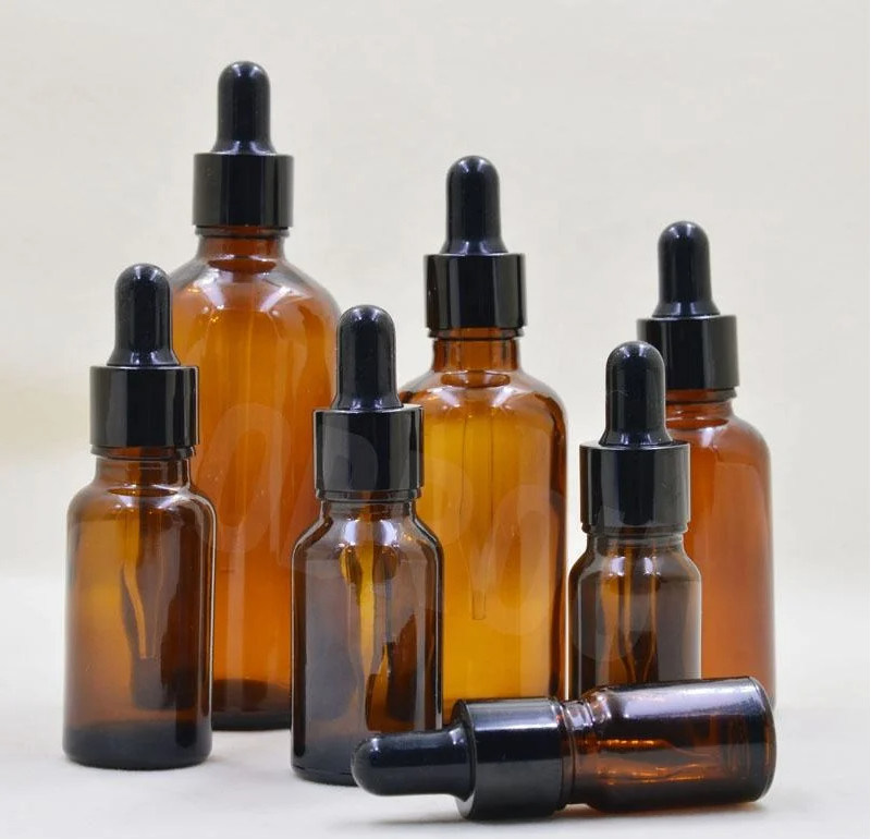 Vendita a caldo 5ml 10ml 15ml 30ml 50ml siero di ambra bottiglie di olio essenziale bottiglia gocciolante di vetro