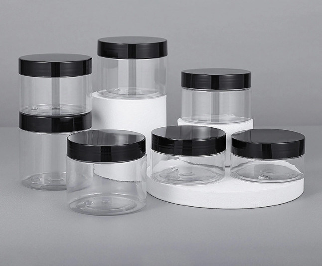 250ml 500ml PET Plastic Jar For Food Packing , Clear Plastic Cookie Candy Honey Food Jar With Aluminum Lid