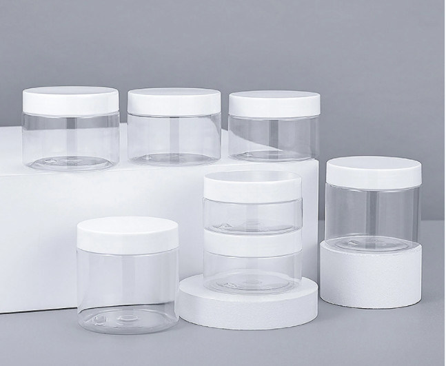250ml 500ml PET Plastic Jar For Food Packing , Clear Plastic Cookie Candy Honey Food Jar With Aluminum Lid